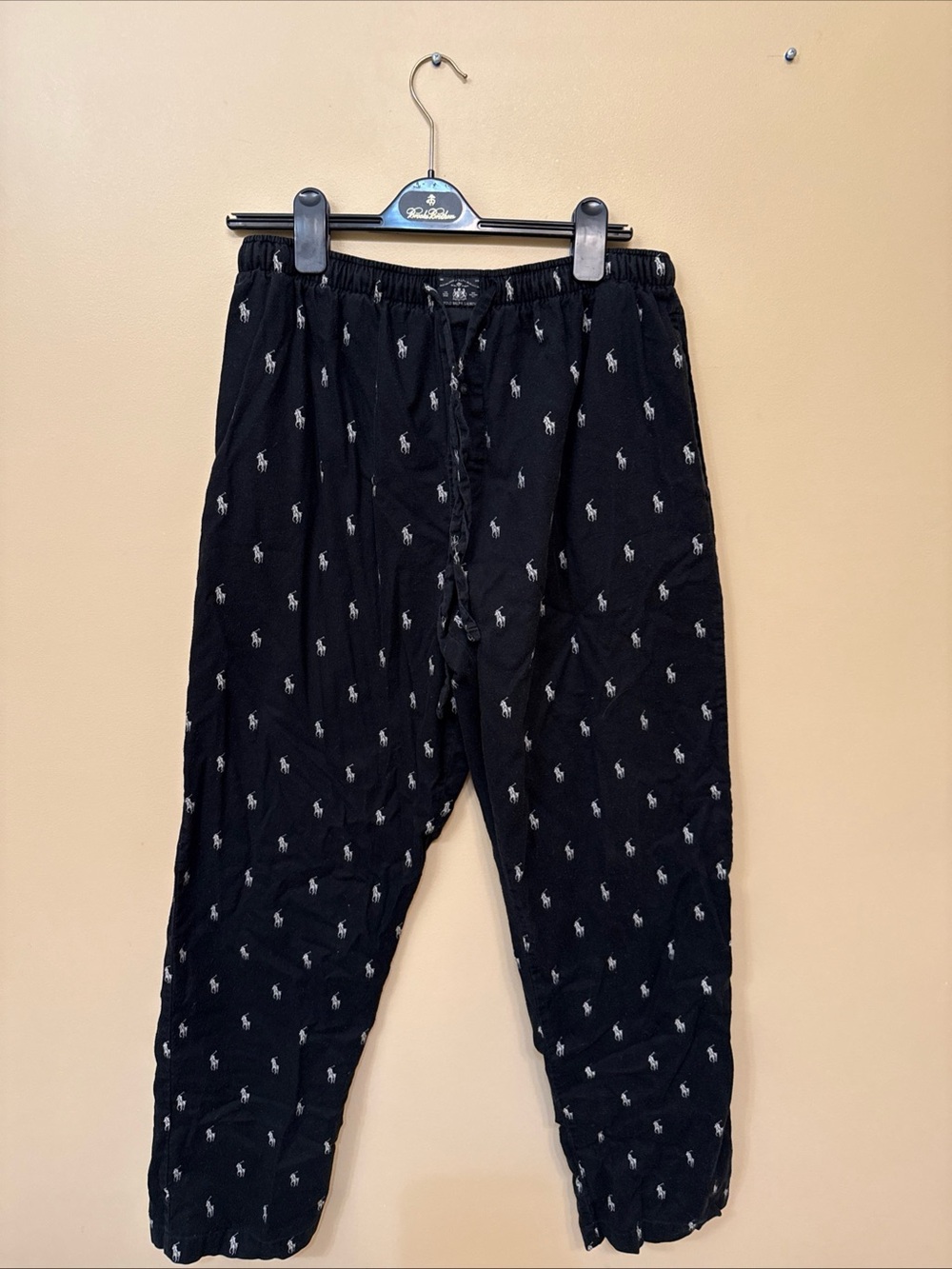 Polo by Ralph Lauren Black Jogger Pants with White Polo Player Motif